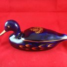 RARE LIMOGES CASTEL COBALT BLUE PORCELAIN DUCK FIGURINE.