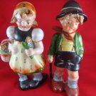 Vintage  boy girl hand painted figurine set hand painted in japan