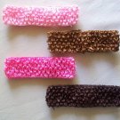 Pink & Brown 1.5" Stretchy Interchangeable Hair Band Set - Add A Hair Bow, Clip or Flower