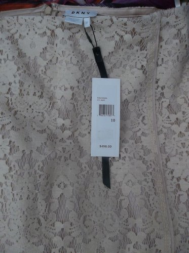 NWT DKNY GORGEOUS BEIGE LACE LONG SKIRT 10 $498