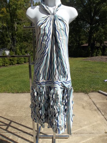 NWT DIANE VON FURSTENBURG FAB BLUE WAVY PRINT SILK DRESS 10