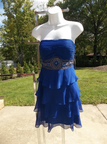 NWT STUDIO SUE WONG GORGEOUS SAPPHIRE BLUE TIERED DRESS 8