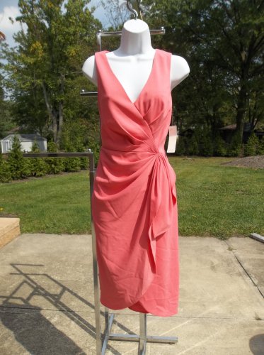 NWT BADGLEY MISCHKA CORAL COCKTAIL DRESS 8 $395