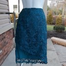 NWT GUESS TEAL LACE FAB SKIRT ASYMETERICAL HEM 4 $89
