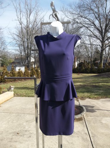 NWT ISSUE NEW YORK FAB PURPLE PEPLUM DRESS M $297