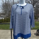 NWT CHICO'S BLUE PRINT KNIT TOP 0 NWT CHICO'S BLUE PRINT KNIT TOP 0