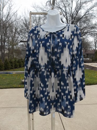 NWT JONES NEW YORK FAB BLUE&GRAY TUNIC L