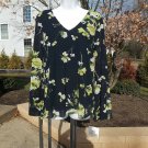 NWT ELLEN TRACY VERY CUTE NAVY& GREEN FLORAL TOP S NWT ELLEN TRACY VERY CUTE NAVY& GREEN FLORAL TOP S
