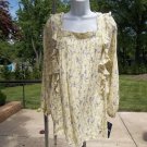 NWT CHAPS YELLOW FLORAL PEASANT TOP XXL