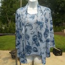 NWOT ALFRED DUNNER BLUE FLORAL PRINT TOP W NECKLACE S