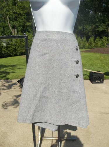 NWT TALBOTS GRAY TWEED SKIRT SCALLOPED EDGE 12 $99