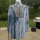 NWT CHICOS GORGEOUS BLUE TYEDYE EMBLISHED TUNIC 0