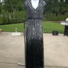 NWT ADRIANNA PAPELL GORGEOUS BLACK &SILVER BEADED GOWN 0