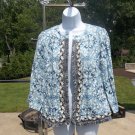 NWT CHICOS FAB BLUE JACKET W FRINGE TRIM 0