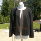 NWT TALBOTS BLACK JACKET WITH BROWN TRIM FABRIC ITALY $279 NWT TALBOTS BLACK JACKET WITH BROWN TRIM FABRIC ITALY $279