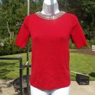 NWT TALBOTS GORGEOUS RED SWEATER WITH BEADED RHINESTONE COLLAR PP $129 NWT TALBOTS GORGEOUS RED SWEATER WITH BEADED RHINESTONE COLLAR PP $129