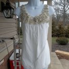 NWOT ANN TAYLOR LOFT FEMININE IVORY ROSETTE TOP M