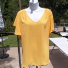 NWT ANN TAYLOR LOFT ORANGE- YELLOW MIXED MEDIA TOP L