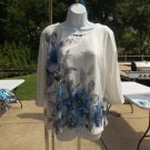 NWT ALFRD DUNNER WHITE&BLUE FLOWER TOP PL