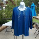 NWOT ALFRED DUNNER METALIC BLUE 2PC LOOK SWEATER S