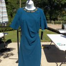 NWT CHETTA B TEAL DRESS W GOLD JEWEL NECK 6 NWT CHETTA B TEAL DRESS W GOLD JEWEL NECK 6