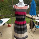 NWOT ANN TAYLOR LOFT CUTE PINK, GRAY, BLACK STRIPED DRESS 14 NWOT ANN TAYLOR LOFT CUTE PINK, GRAY, BLACK STRIPED DRESS 14