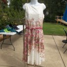 NWOT DANNY&NICOLE WHITE&PINK FLORAL LACE DRESS 18