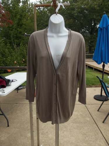 NWT ANN TAYLOR TAUPE SILK BLEND SWEATER L