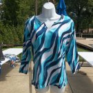 NWT ALFRED DUNNER BLUE SWIRL PRINT TOP PL
