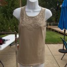 NWOT ANN TAYLOR DK BEIGE BEADED SWEATER TANL S