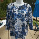 NWOT ALFRED DUNNER BLUE&GRAY FLORAL PRINT TOP PM NWOT ALFRED DUNNER BLUE&GRAY FLORAL PRINT TOP PM
