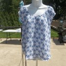 NWOT ANN TAYLOR LOFT BLUE&WHITE PRINT BLOUSE L NWOT ANN TAYLOR LOFT BLUE&WHITE PRINT BLOUSE L