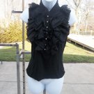 NWOT AUGUST SILK BLACK RUFFLE BLOUSE PS