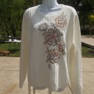 NWOT ALFRED DUNNER IVORY EMBROIRDED SWEATER XL