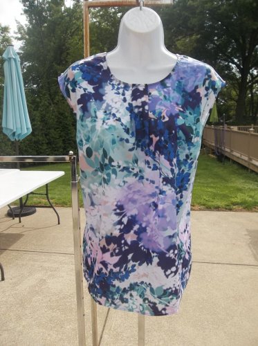 NWOT TALBOTS WATERCOLOR PRINT BLOUSE 12P