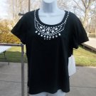 NWT ONQUE CASUALS BLACK BEAD T SHIRT L NWT ONQUE CASUALS BLACK BEAD T SHIRT L