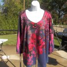 B.L.E.U. WOMAN GORGEOUS FLORAL PRINT SWEATER JACKET 1X