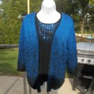 NWOT ALFRED DUNNER FAB BLUE&BLACK METALIC BEADED SWEATER XL