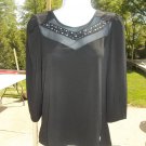 NWT ADRIENNE VITTADINI BLACK BEADED TOP S