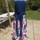 NWT NEW YORK&CO NAVY FLORAL STRAPLESS DRESS L