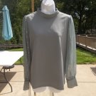 NWOT ANN TAYLOR GRAY TOP W SHEER SLEEVES S