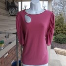 NWT NINE WEST PINK TOP W KEYHOLE PUFF SLEEVES M