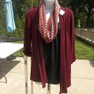 NWT NOTATIONS BURGENDY&BLACK TOP W SCARF PM