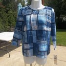 NWT ALFRED DUNNER BLUE SHAPE PRINT TOP/SWEATER PS