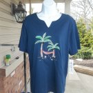 NWT ALFRED DUNNER NAVY  HAMMOCK EMBROIRDED TOP 1X