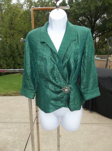 ALEX EVENINGS GREEN SHEEN JACKET PM