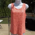J.CREW FAB CORAL&PINK SEQUIN TANK TOP S