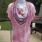 NWT CLOVER&PINE PINK TYEDYE TOP W SCARF M NWT CLOVER&PINE PINK TYEDYE TOP W SCARF M
