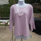 NWT ALFRED DUNNER PINK EMB TOP WITH NECKLACE PL