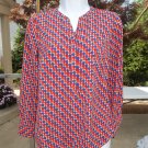 NWOT TALBOTS RED, ORANGE BLUE PRINT TUNIC PP